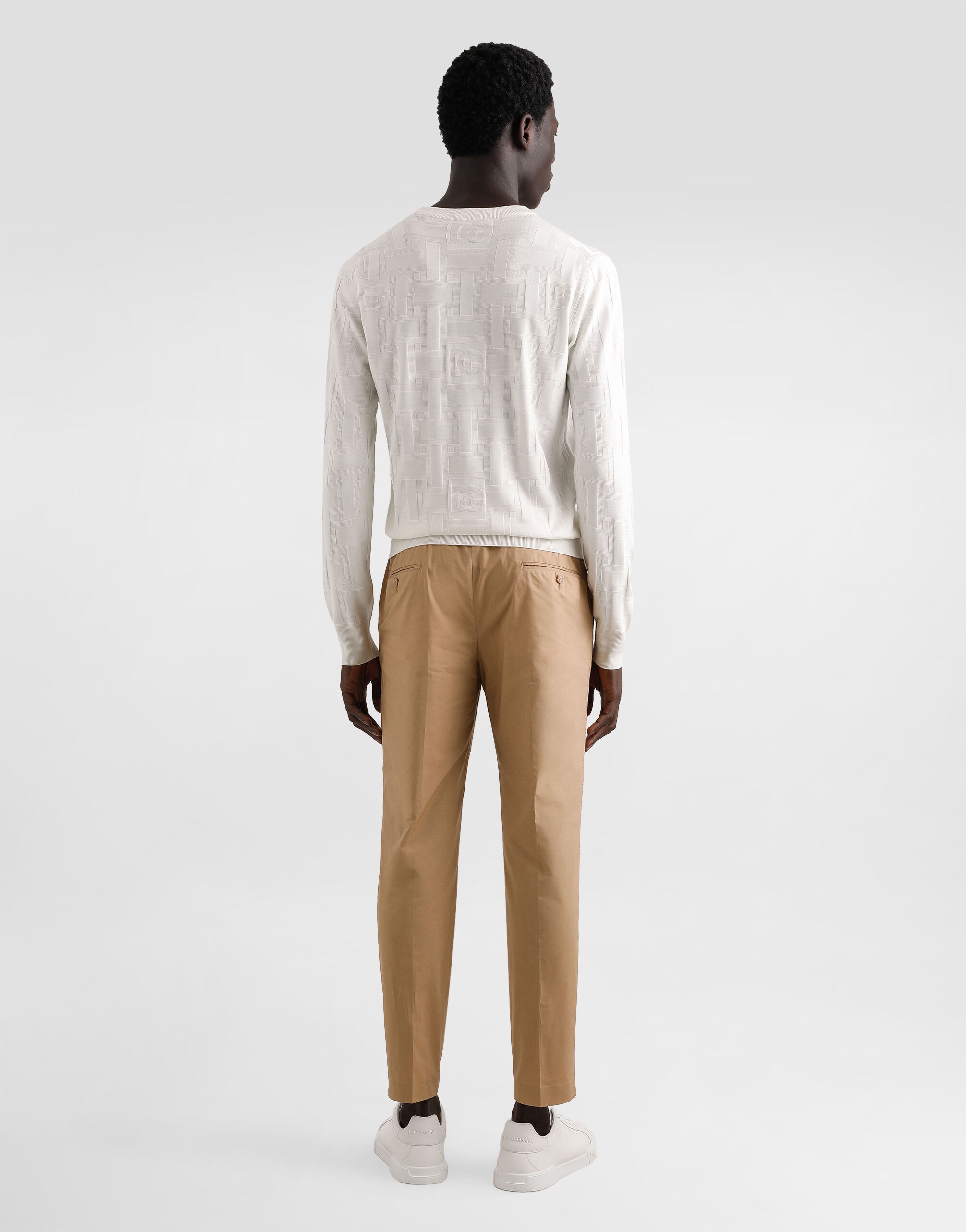 Silk round-neck sweater with all-over DG logo embroidery - 3
