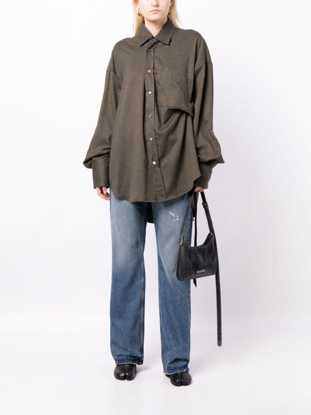 spread-collar cotton shirt - 3