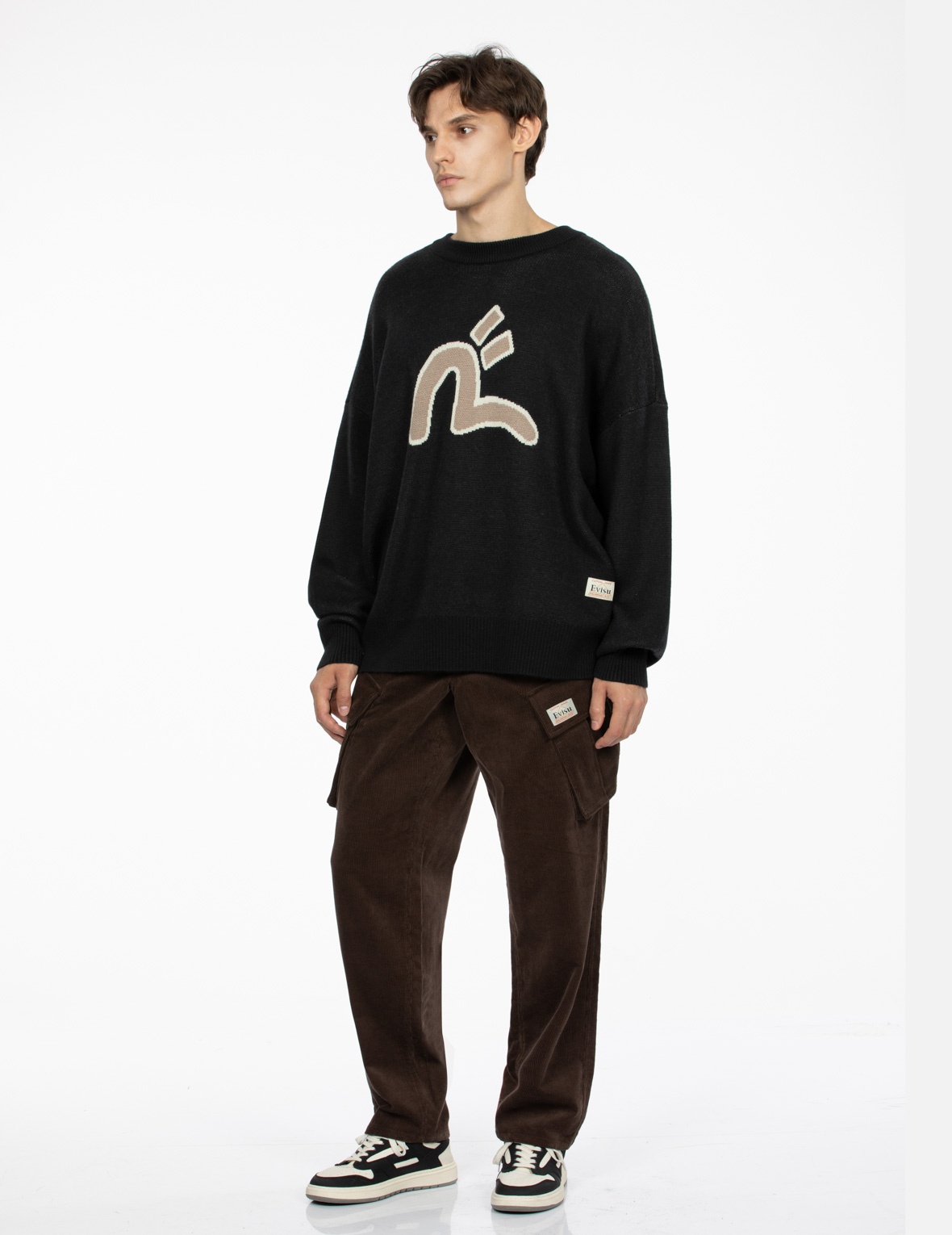 SEAGULL AND DARUMA INTARSIA RELAX FIT KNIT SWEATER - 4