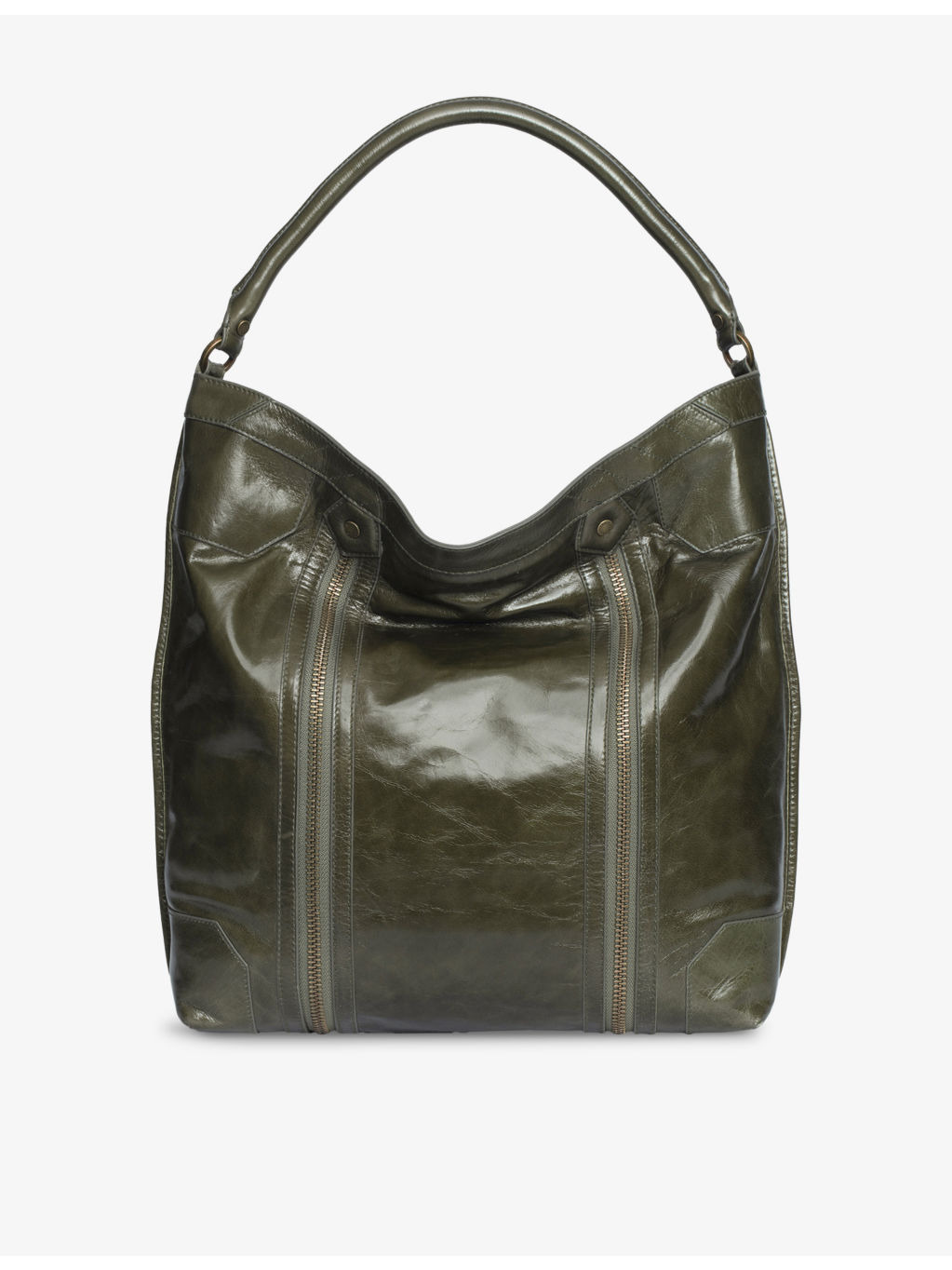 Sunny Zip-Embellished Leather Shoulder Bag - 3