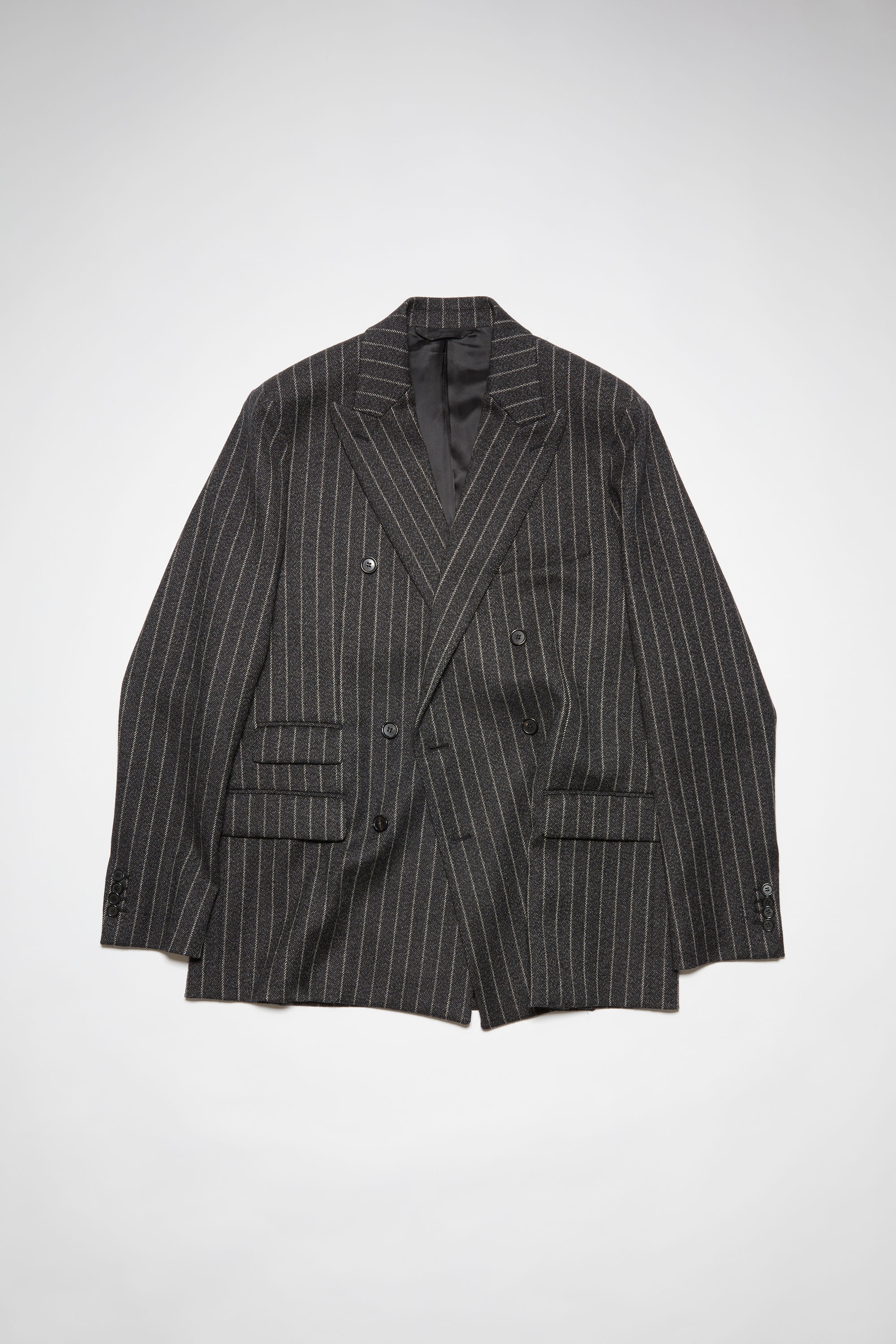 Double-breasted pinstripe jacket - Dark grey - 1