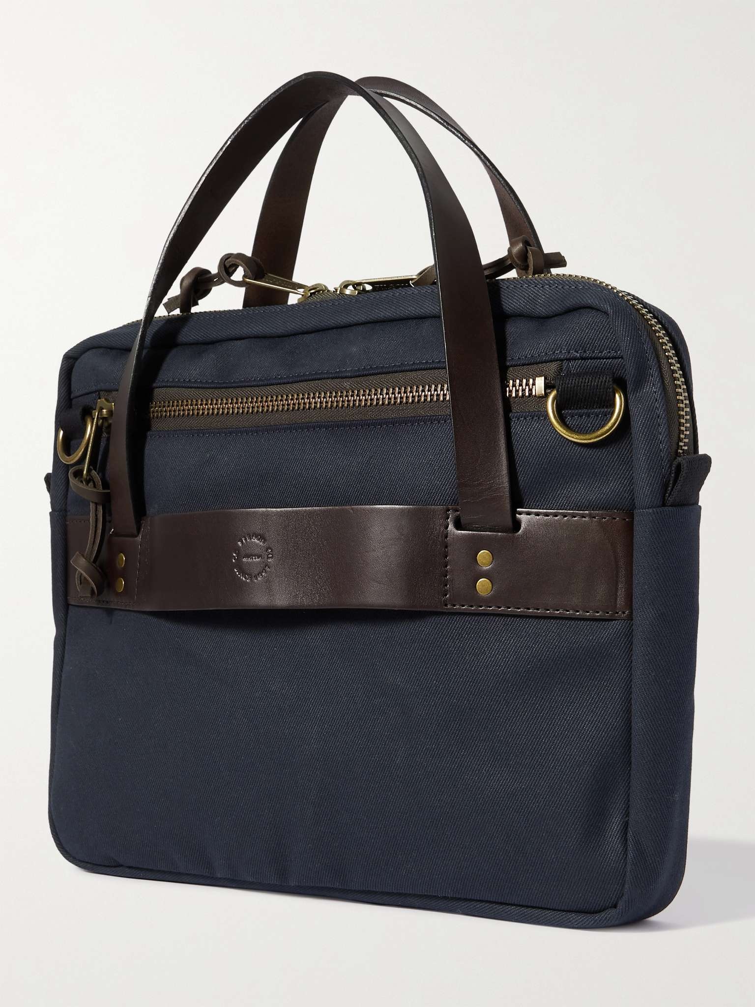 Canvas and Leather-Trimmed Cotton-Twill Briefcase - 4