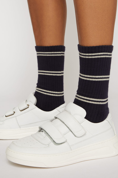 Acne Studios Face jacquard striped socks navy/cream outlook