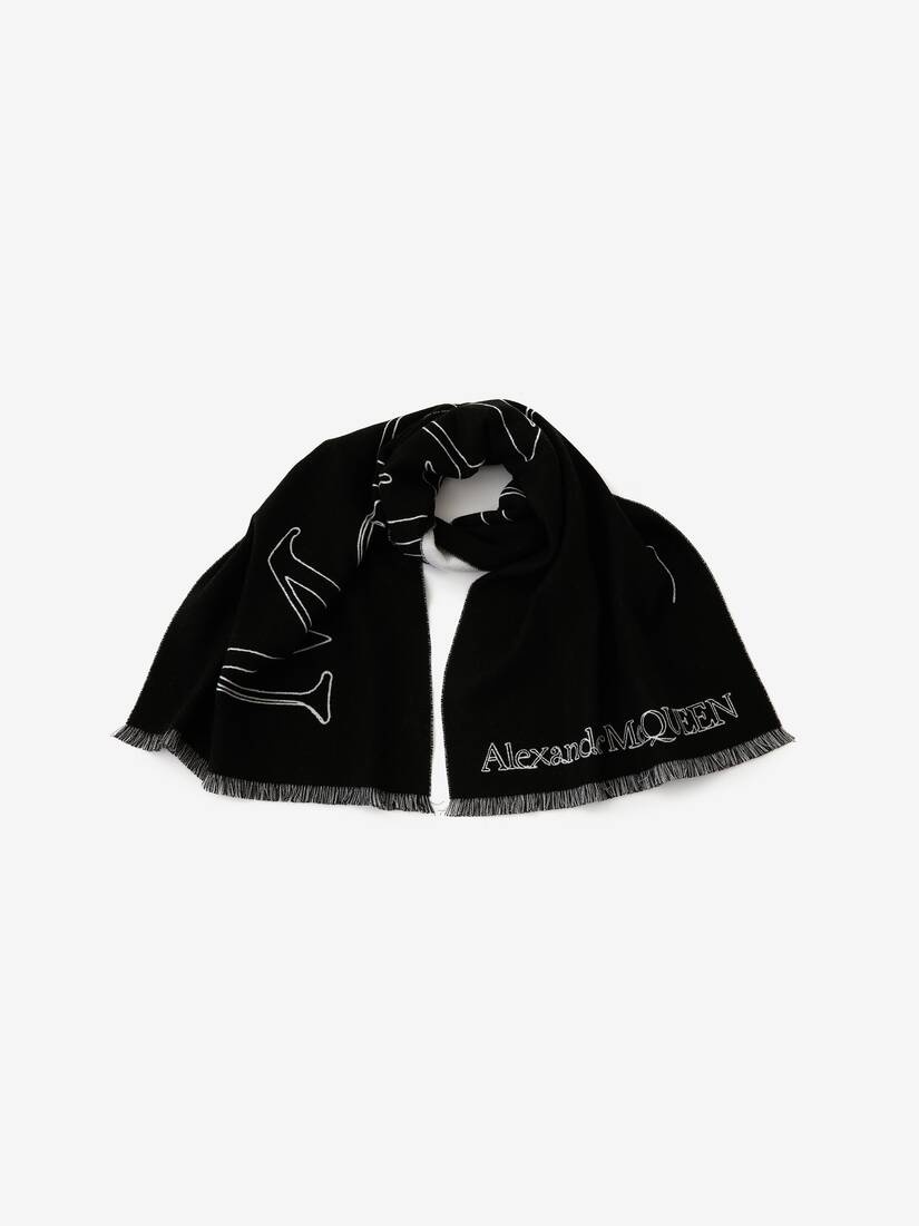 Mcqueen Thread Scarf in Black/ivory - 2