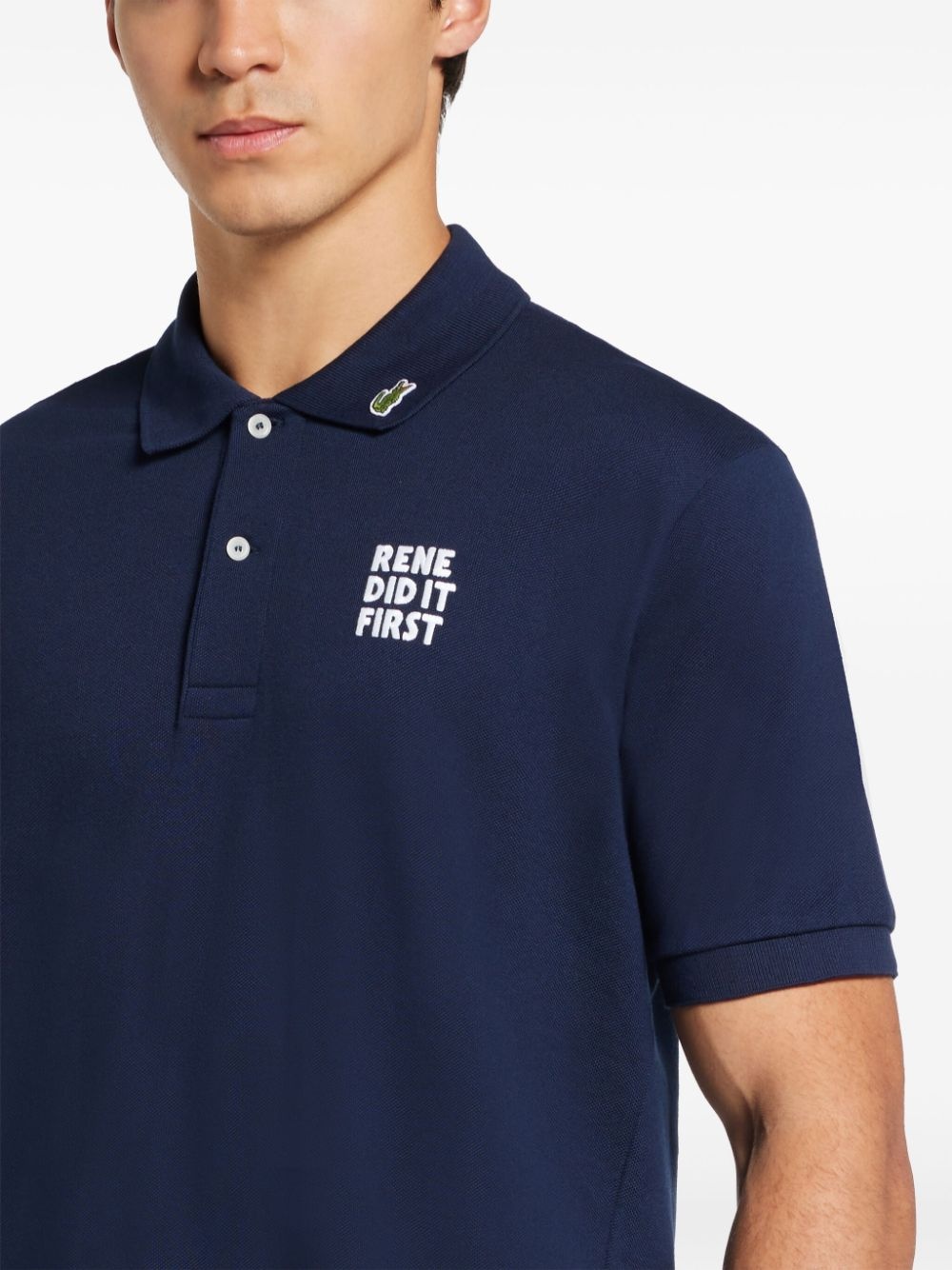 slogan-embroidered polo shirt - 5