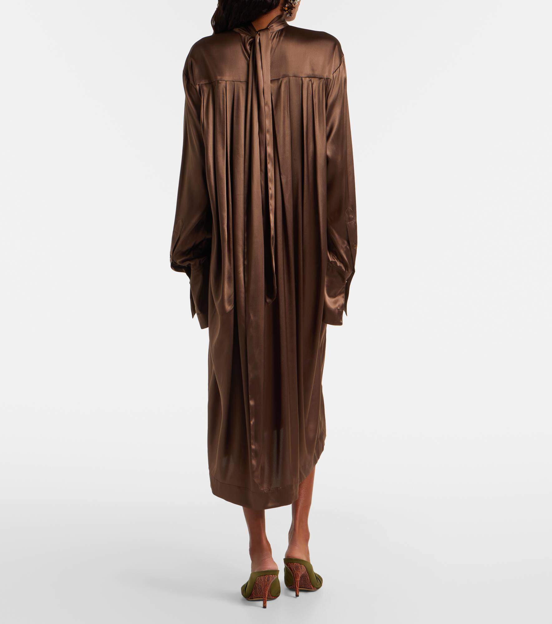 Turtleneck silk-blend satin midi dress - 3