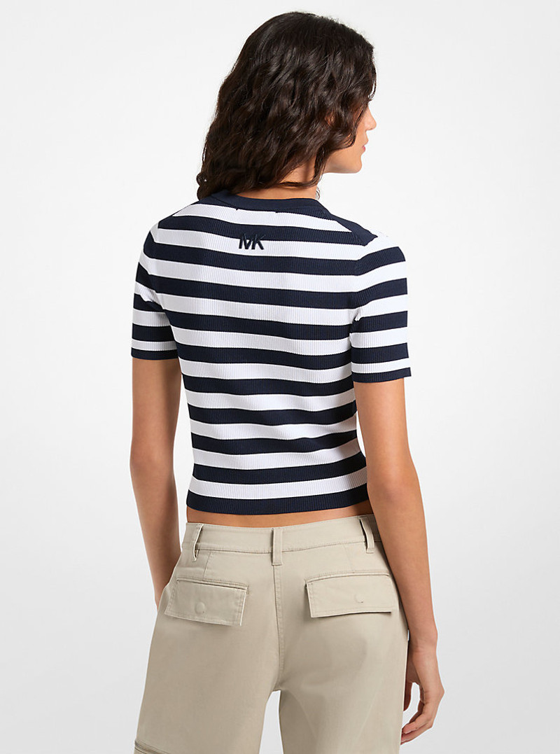MICHAEL KORS Striped Ribbed Stretch Knit Shirt outlook