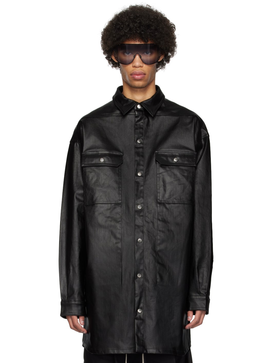 Black Dropped Shoulder Denim Shirt - 1