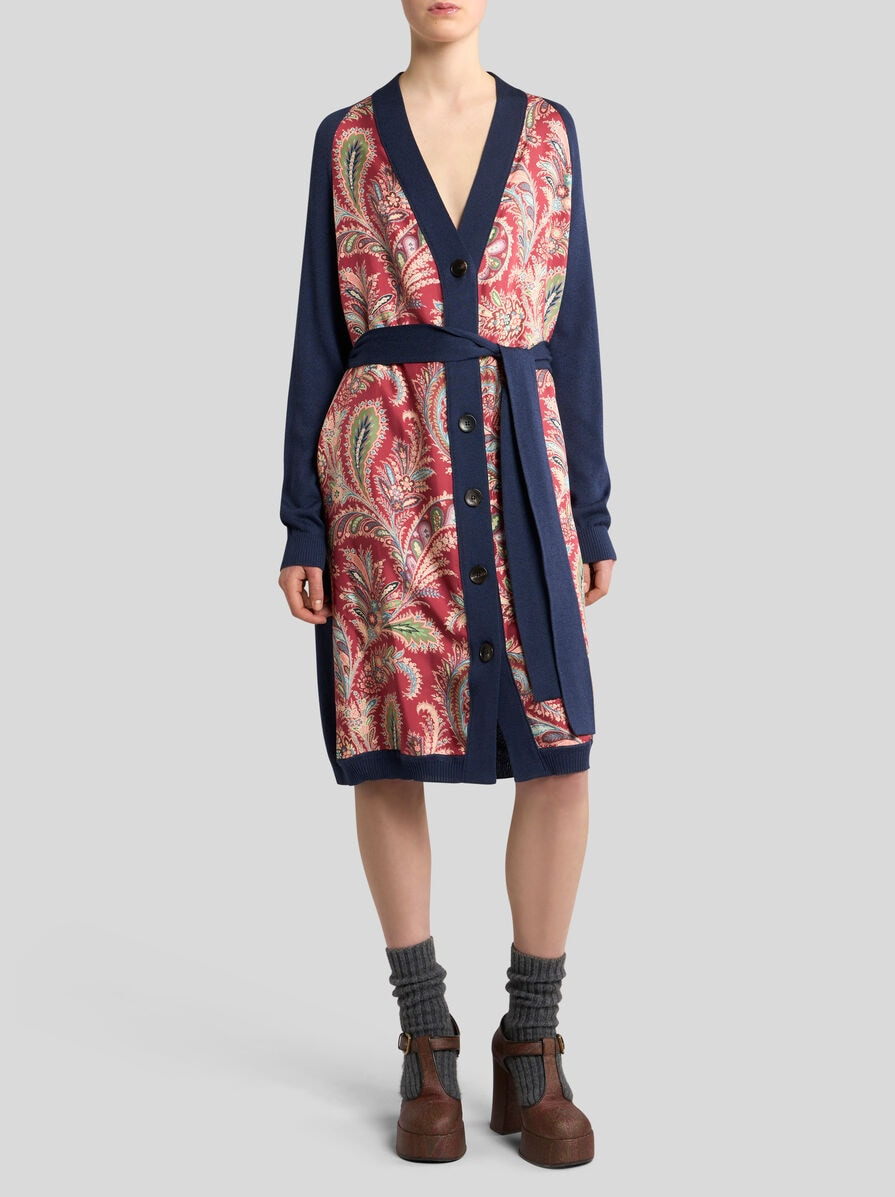 LONG CARDIGAN WITH PRINTED INSERT - 3
