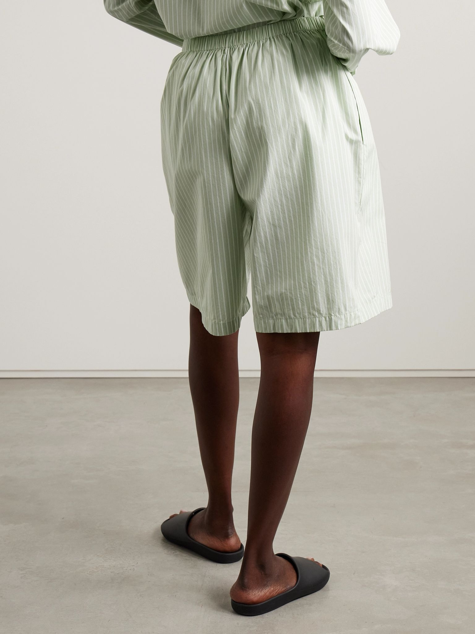 Zinnia striped cotton-poplin shorts Green - 4