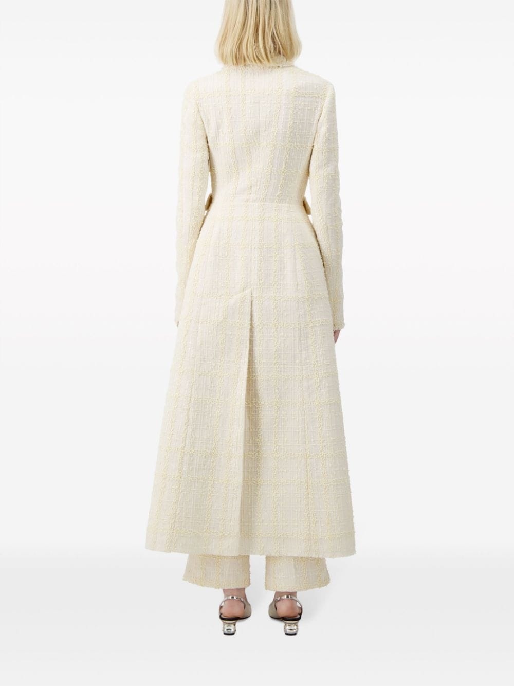 checked silk-tweed coat - 4