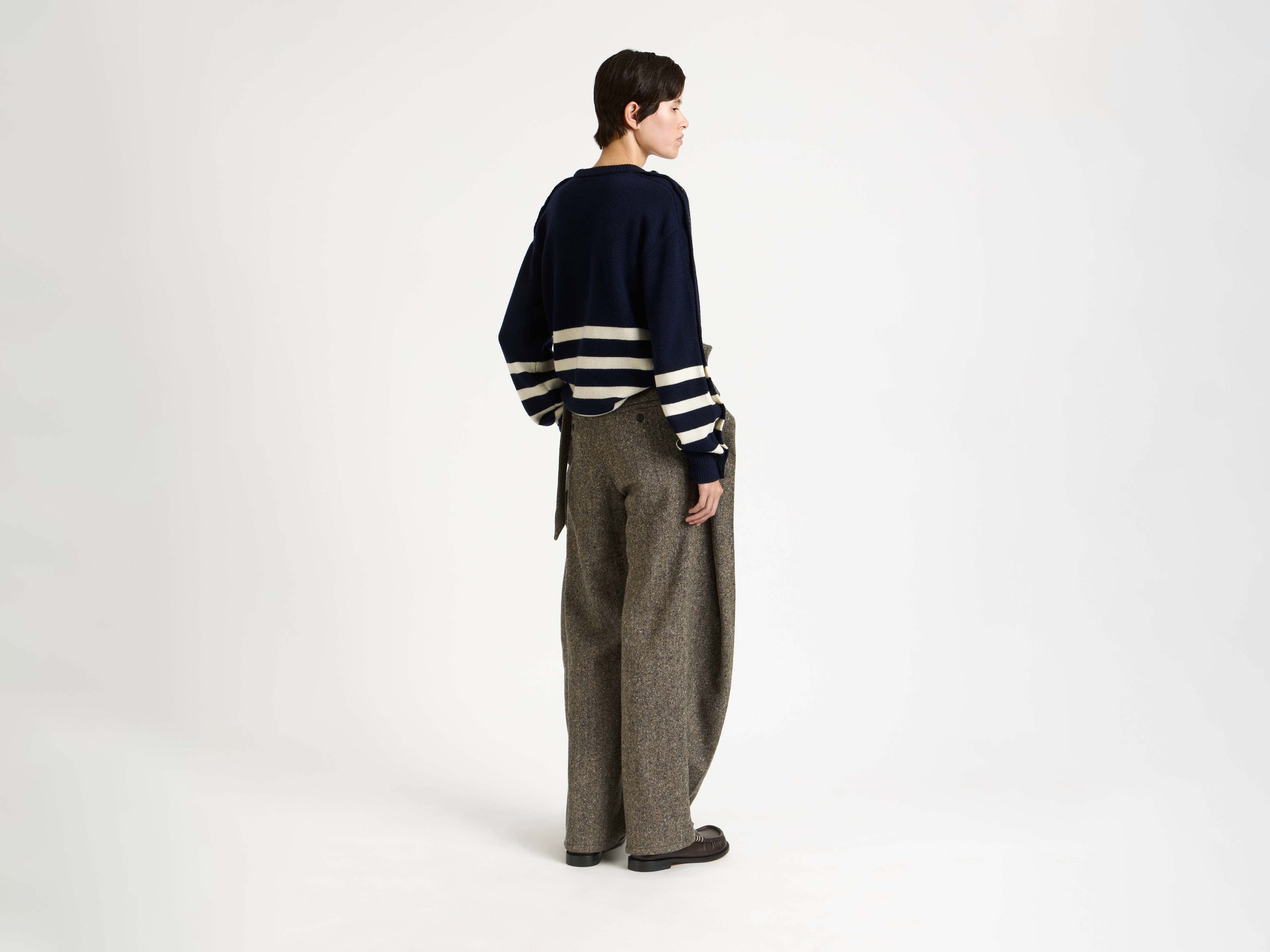 FOLD OVER TROUSERS IN BLACK & BEIGE - 3