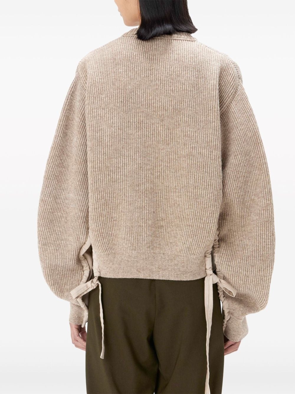 panelled-sleeve ribbed jumper - 4