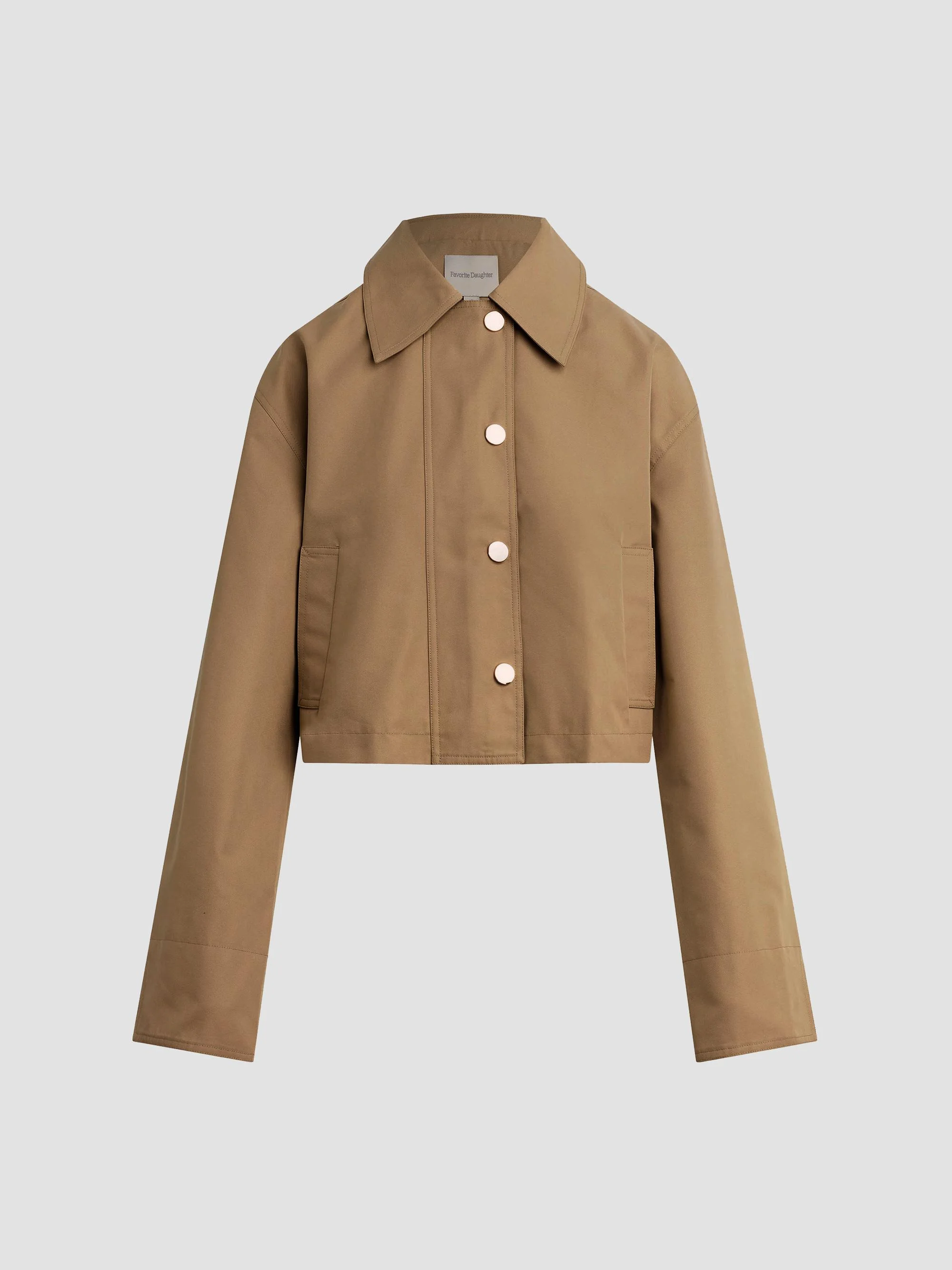 Women's The Rue Cotton-Blend Crop Jacket - Khaki - 1
