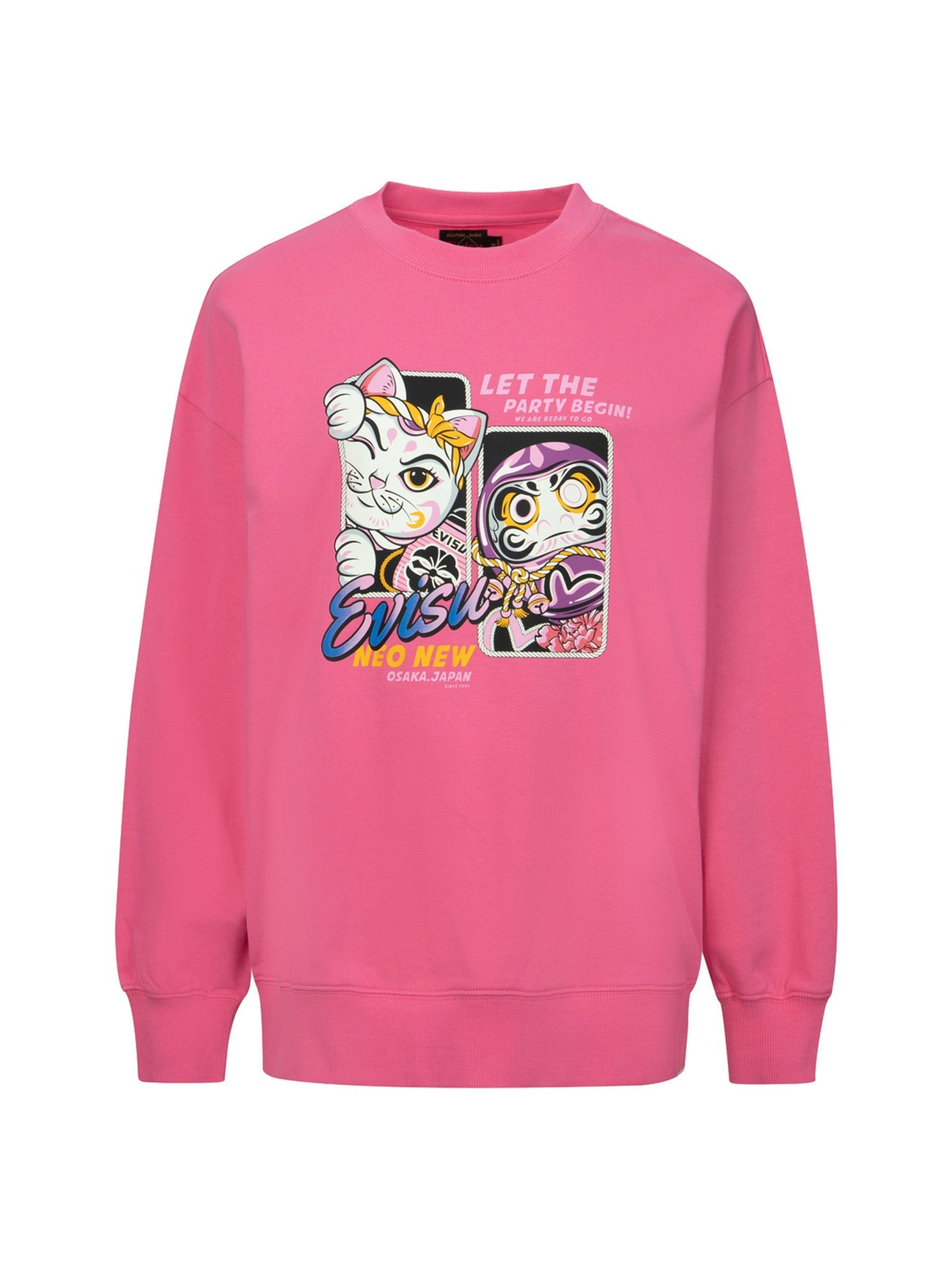 FORTUNE CAT AND DARUMA PRINT OVERSIZED SWEATSHIRT - 13