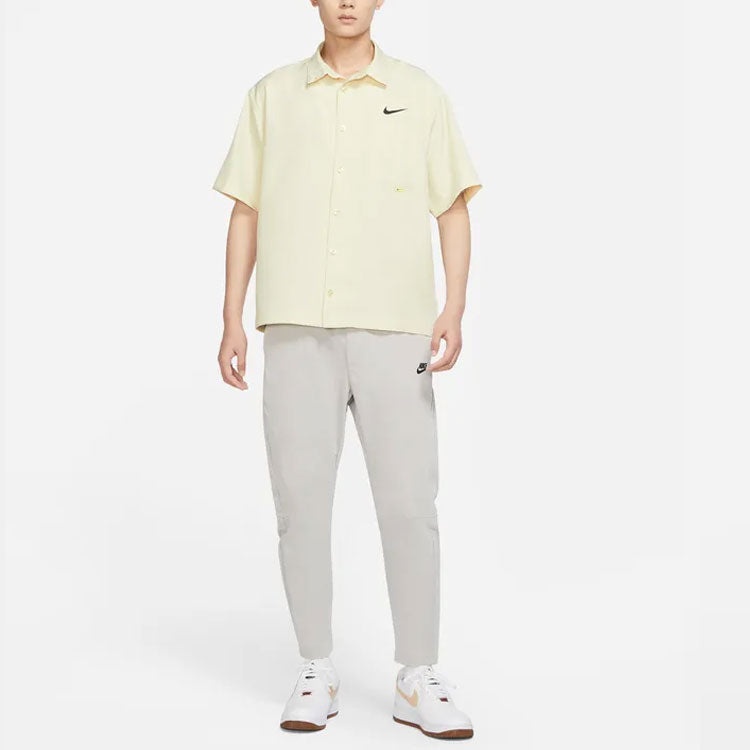 Men's Nike Sportswear Logo Single Breasted Solid Color Short Sleeve Lime Shirt DX6308-244 - 3