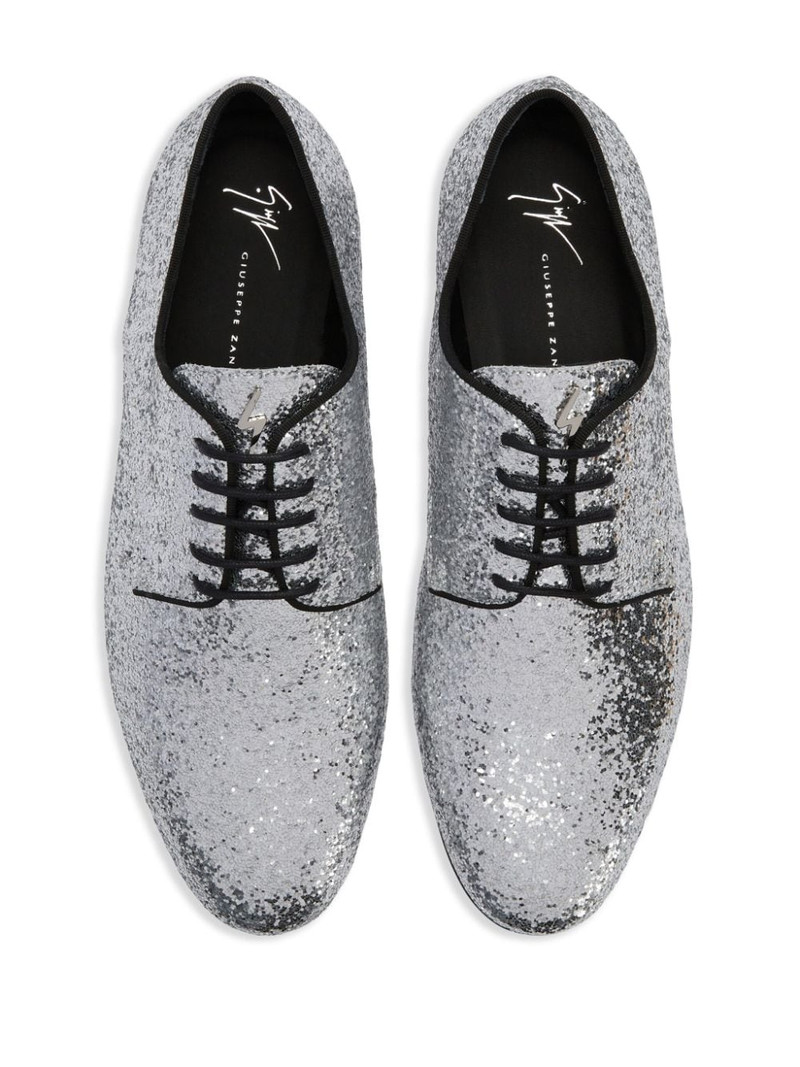 metallic-effect lace-up leather loafers 4