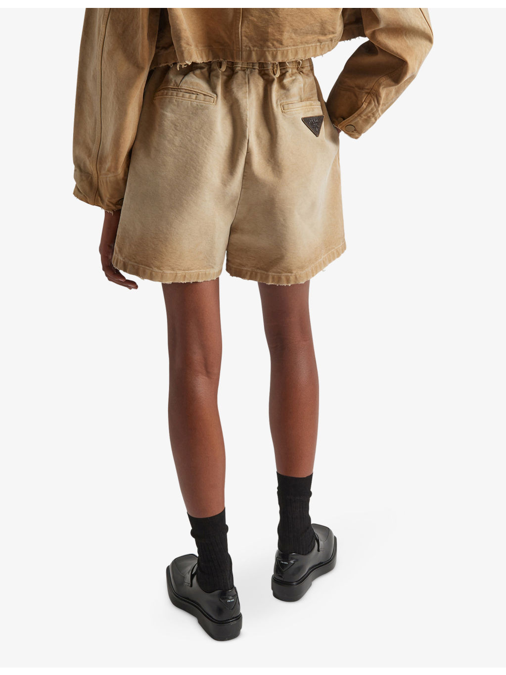 Logo-patch relaxed-fit high-rise canvas shorts - 4