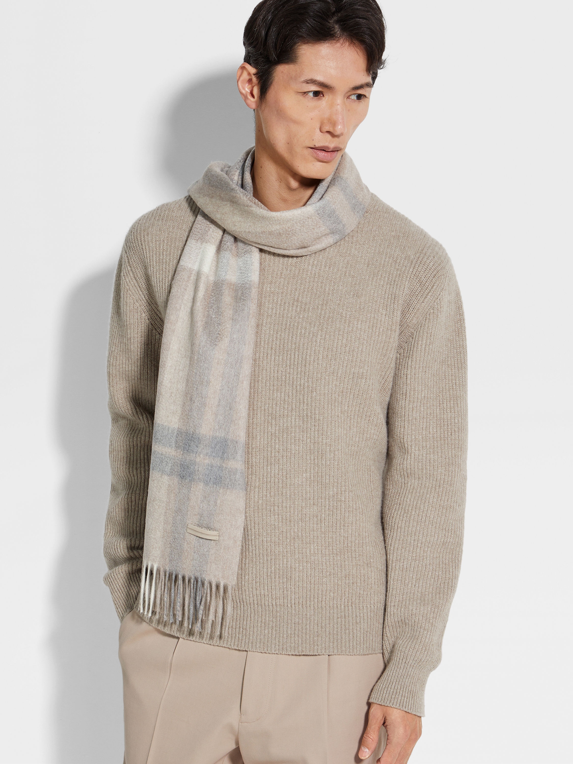BEIGE OASI CASHMERE SCARF - 3