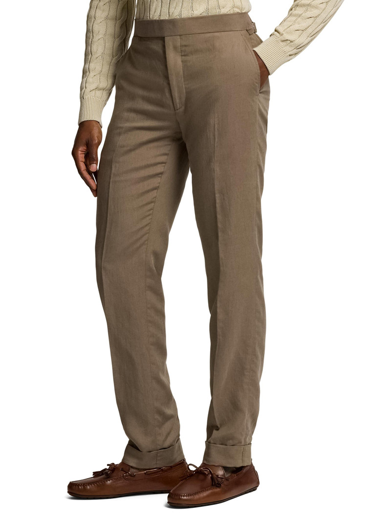 Men's Silk-Linen Slim Trousers - Taupe 4