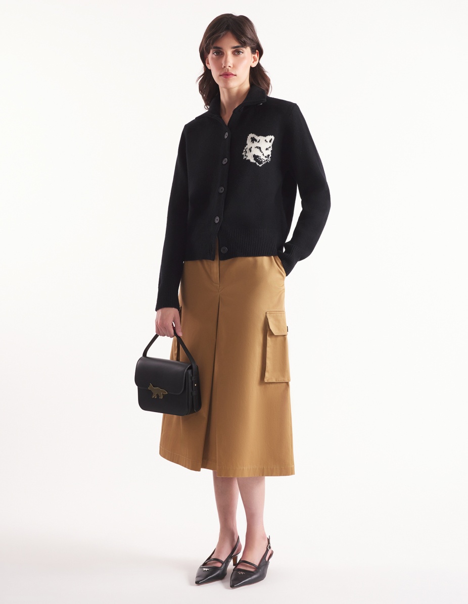FOX HEAD INTARSIA HIGH NECK CARDIGAN - 2
