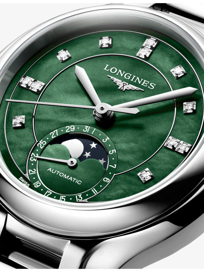 Longines PrimaLuna Moonphase Stainless-Steel And 0.051ct Diamond Automatic Watch 34mm outlook