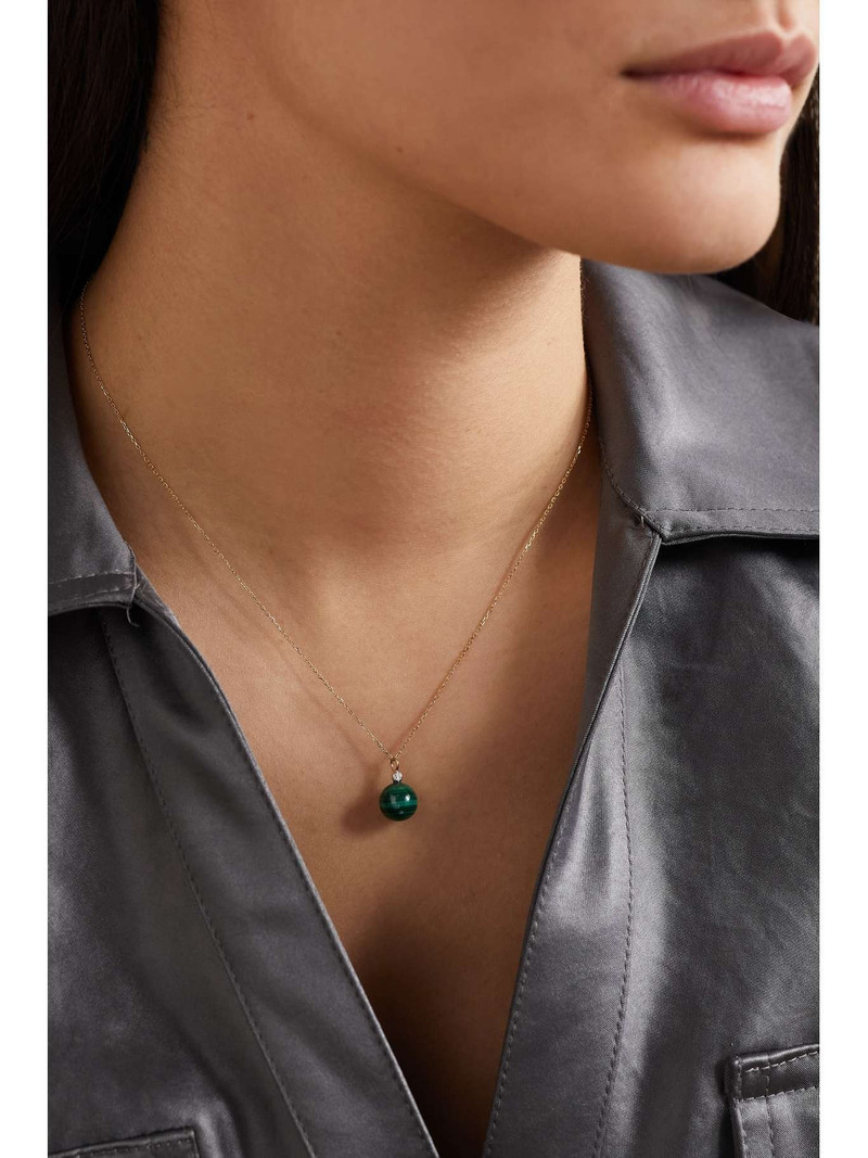 MATEO 14-karat gold, malachite and diamond necklace outlook