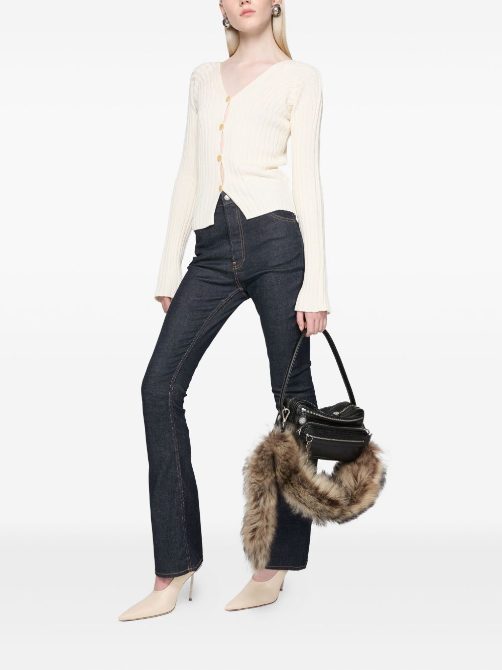 bow-detail flared trousers - 2