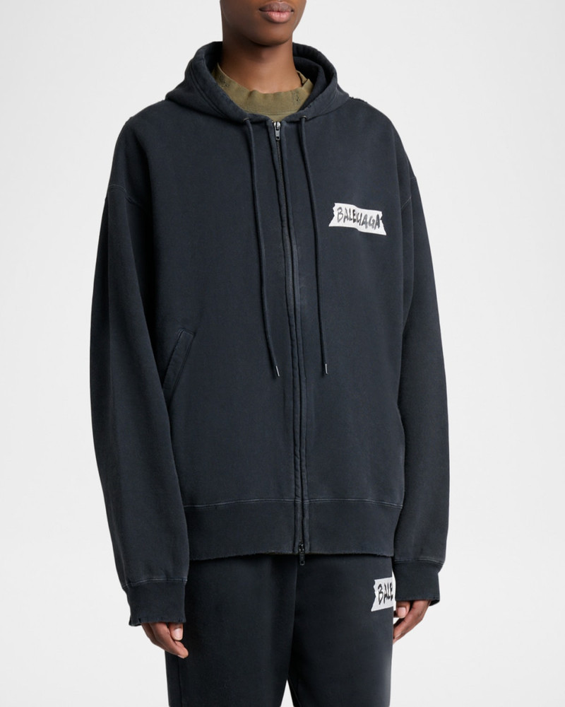 Men's Masking Tape Oversized-Fit Faded Fleece Full-Zip Hoodie 4