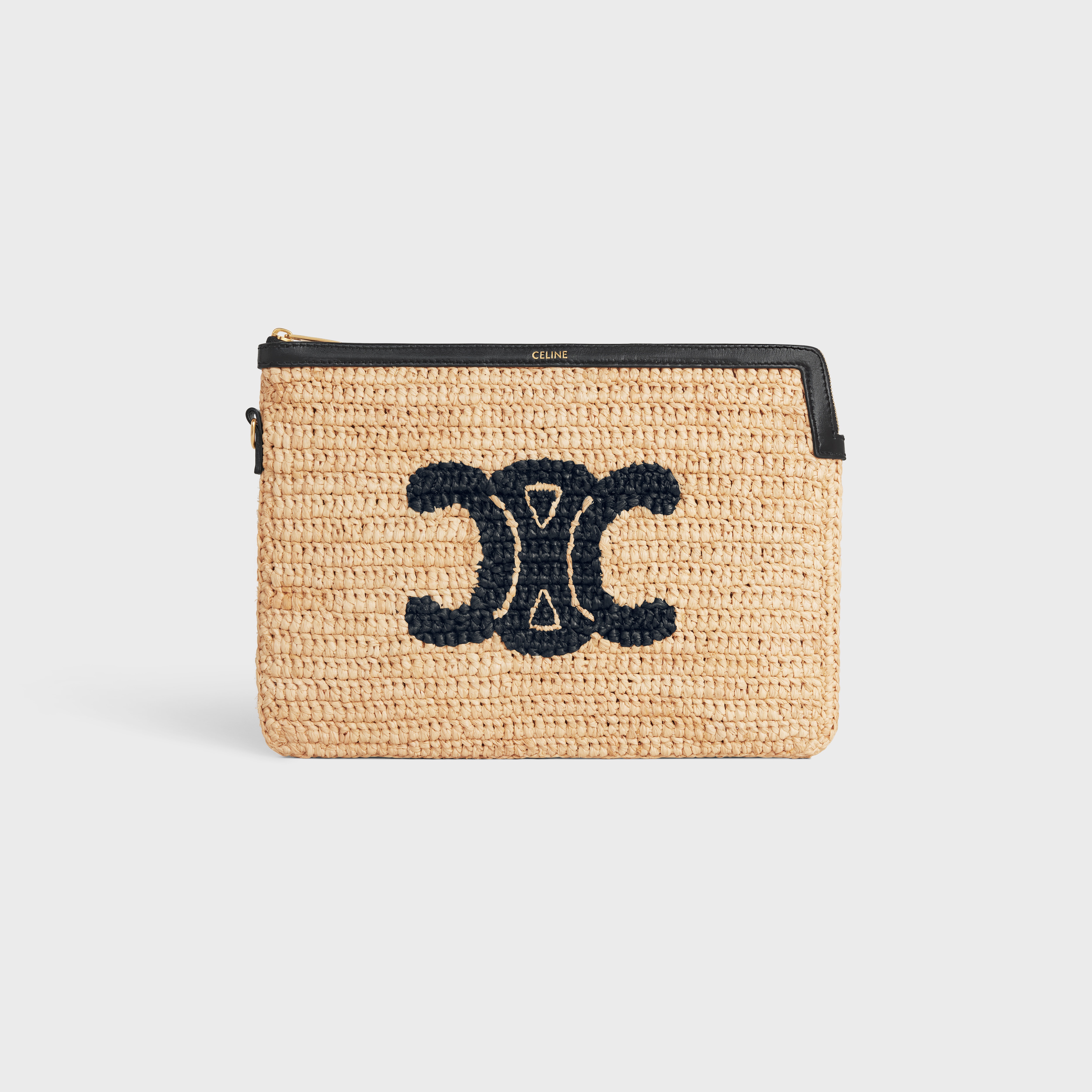 Small Pouch with strap CUIR TRIOMPHE in RAFFIA AND CALFSKIN WITH RAFFIA TRIOMPHE EMBROIDERY - 2