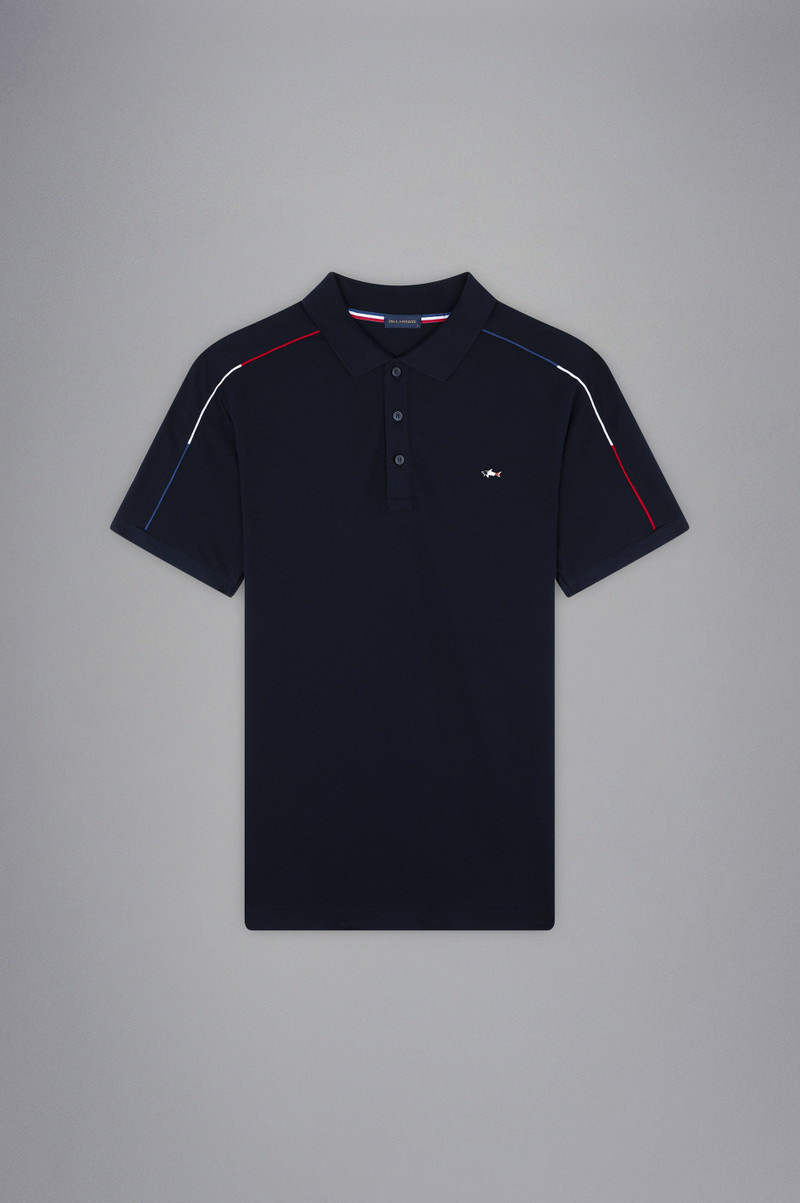 COTTON PIQUE POLO SHIRT WITH TRICOLOUR DETAILS - 1