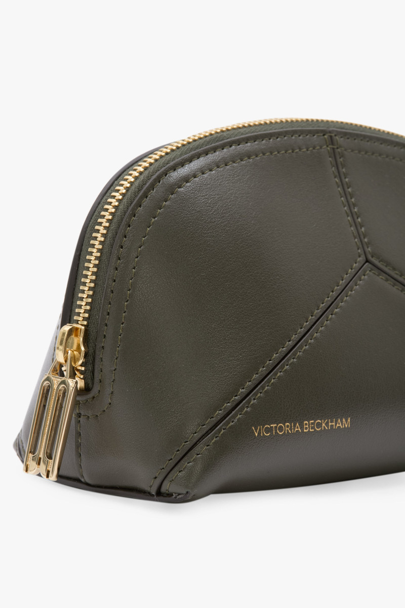 Victoria Mini Travel Pouch In Dark Olive Smooth Leather 4