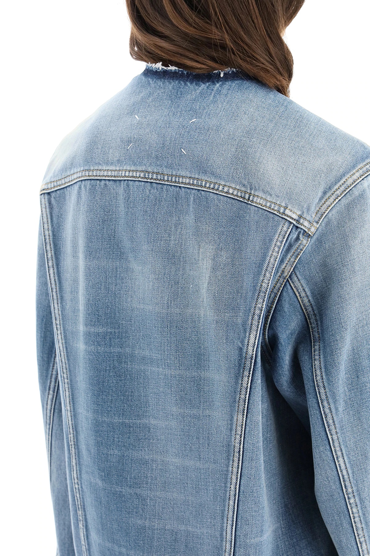 DENIM JACKET WITH CUTAWAY COLLAR - 5