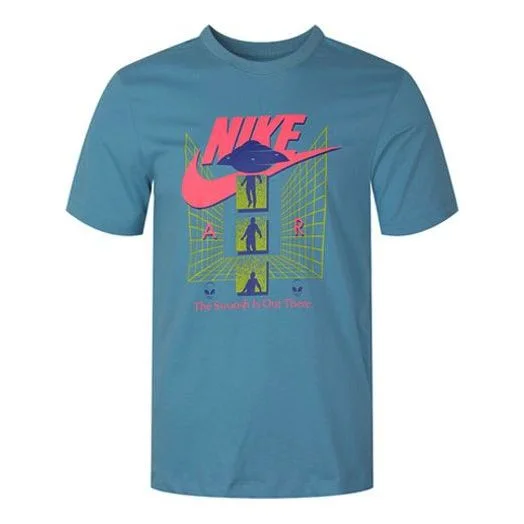 Nike Alien Printing Logo Sports Round Collar Male Blue CU6949-424 - 1