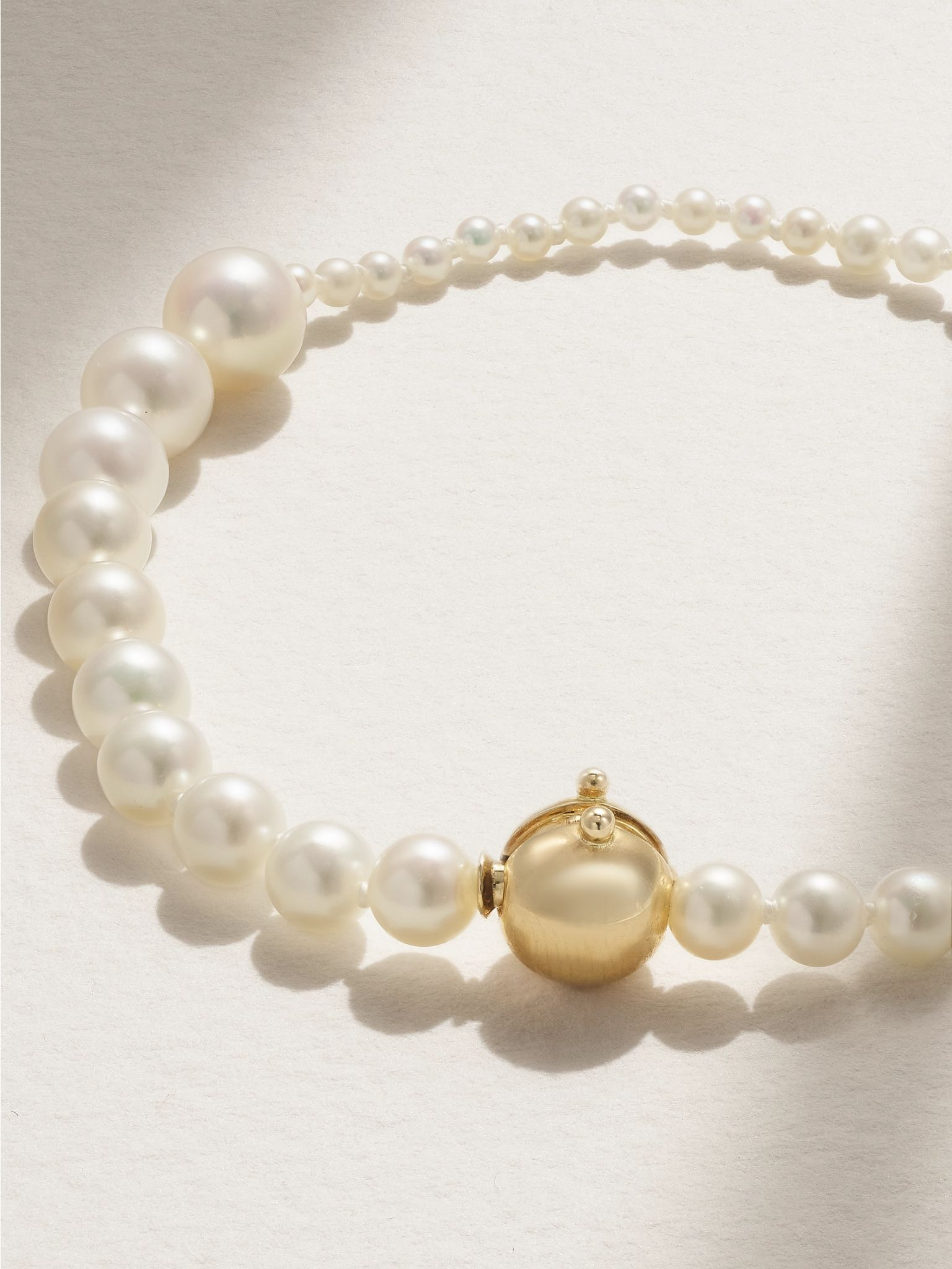 Petite Peggy 14-karat gold pearl bracelet White - 3
