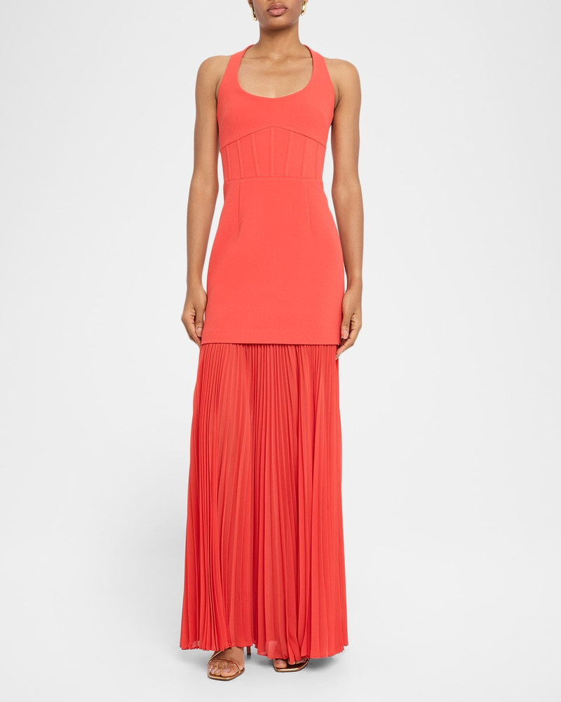 REBECCA VALLANCE Empress Pleated Crepe Corset Gown outlook