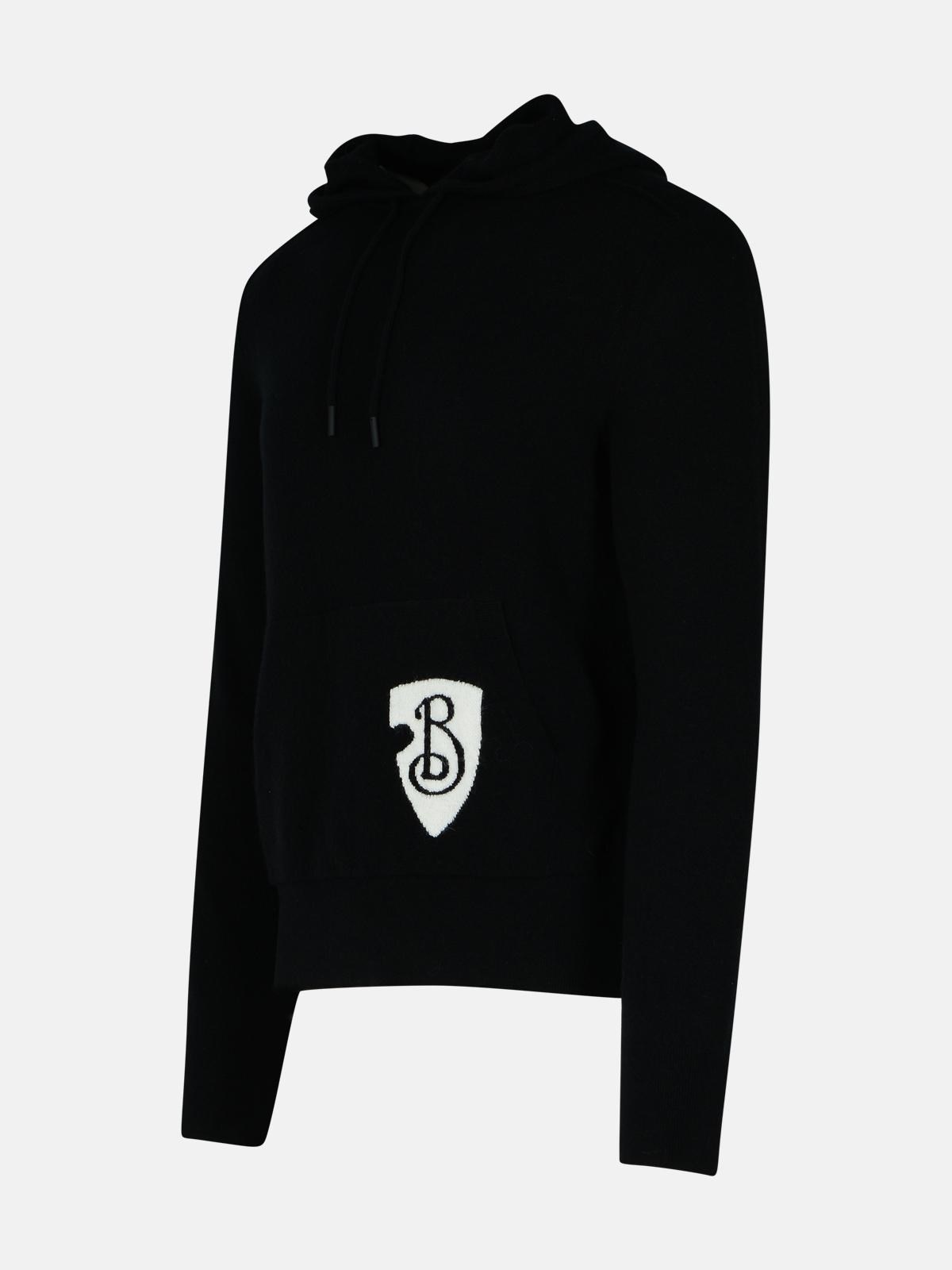 BLACK WOOL BLEND SWEATSHIRT - 2