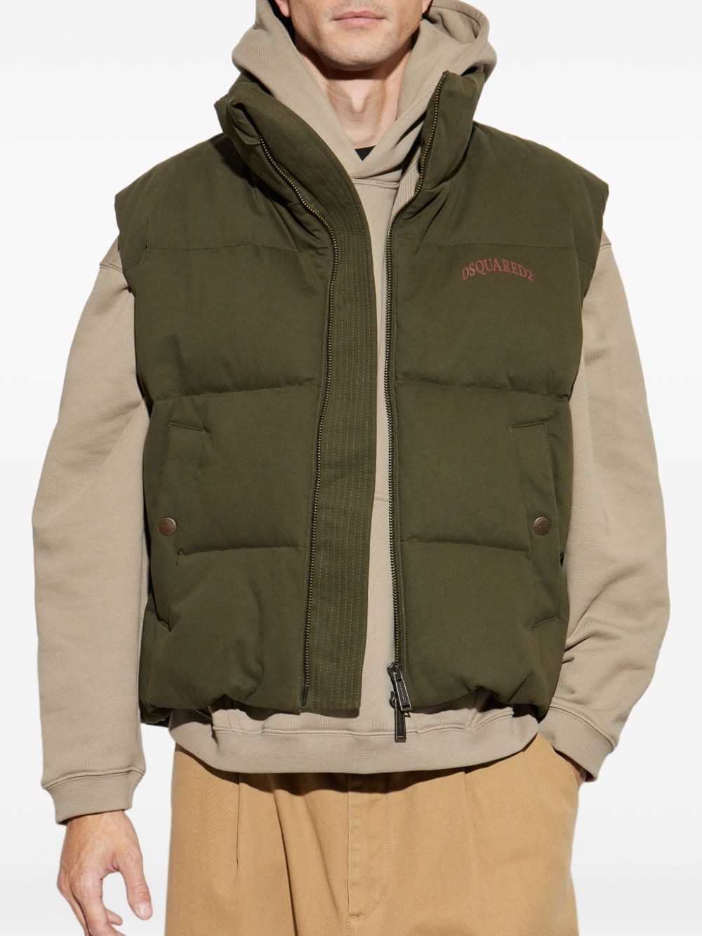 quilted logo vest - 3