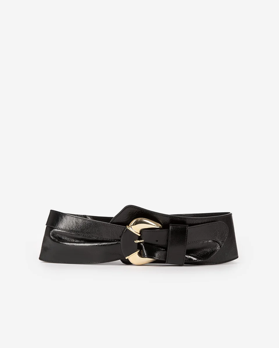 WIDE BLACK LEATHER BELT - 1
