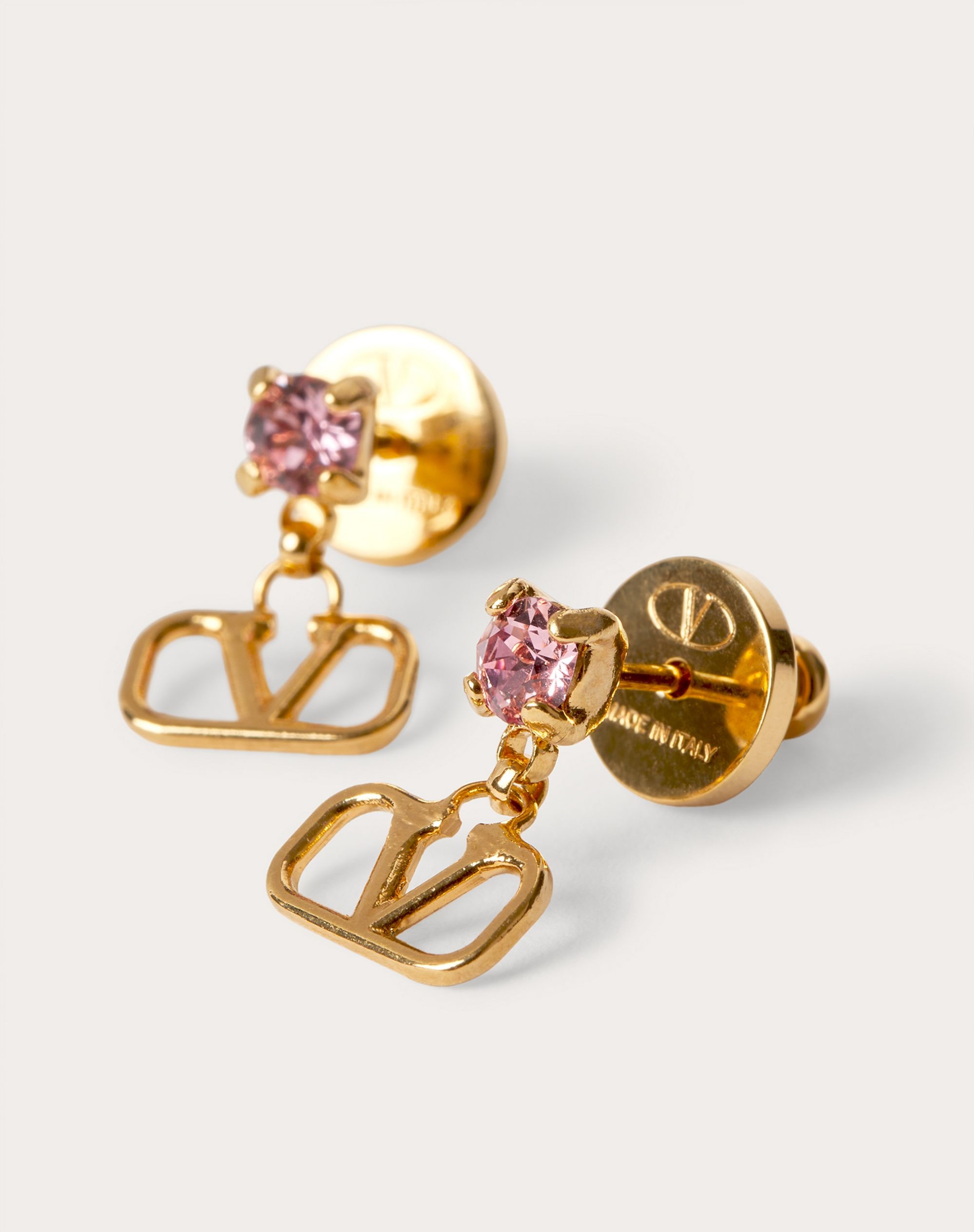 VLogo Signature Metal and Rhinestone Earrings - 2