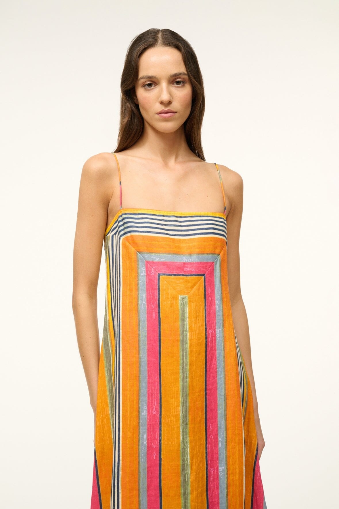 STAUD LAURA DRESS MULTI BAYADERE STRIPE - 3