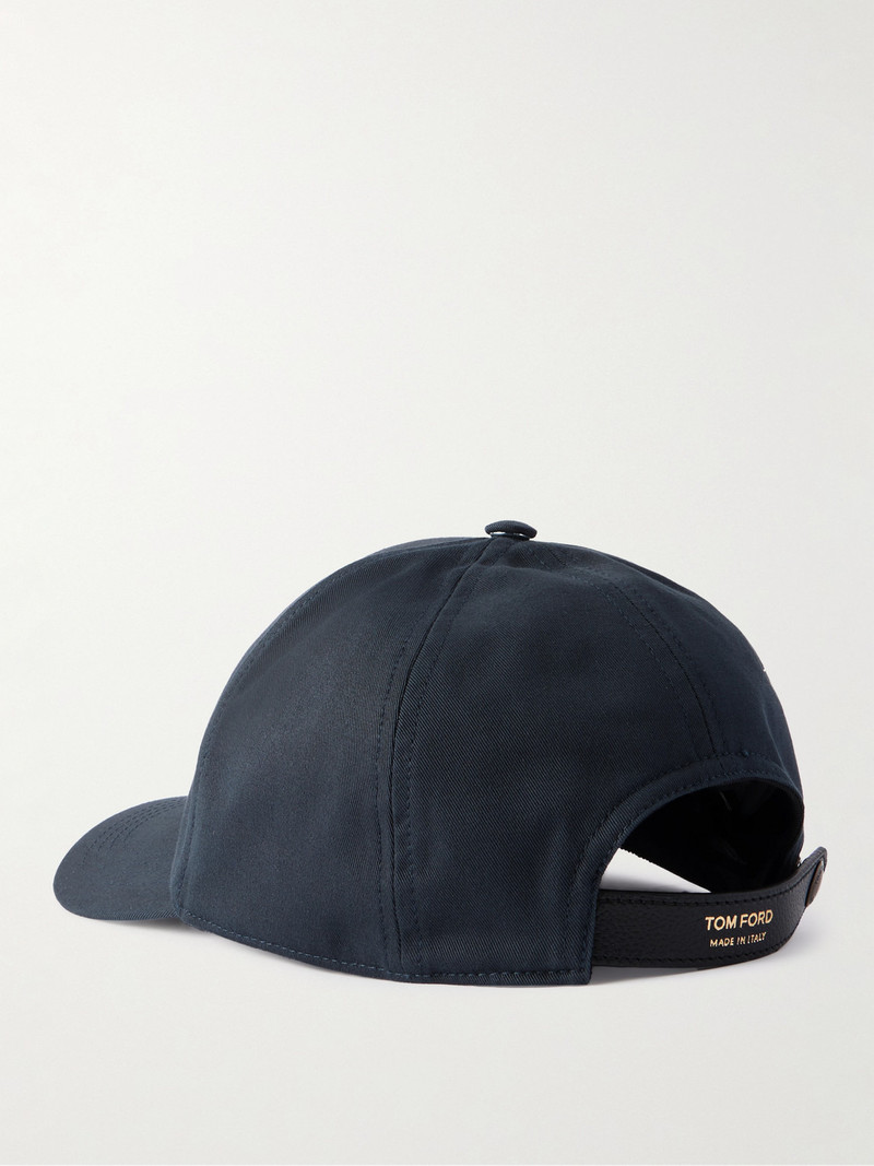 Logo-Embroidered Leather-Trimmed Cotton-Twill Baseball Cap 3