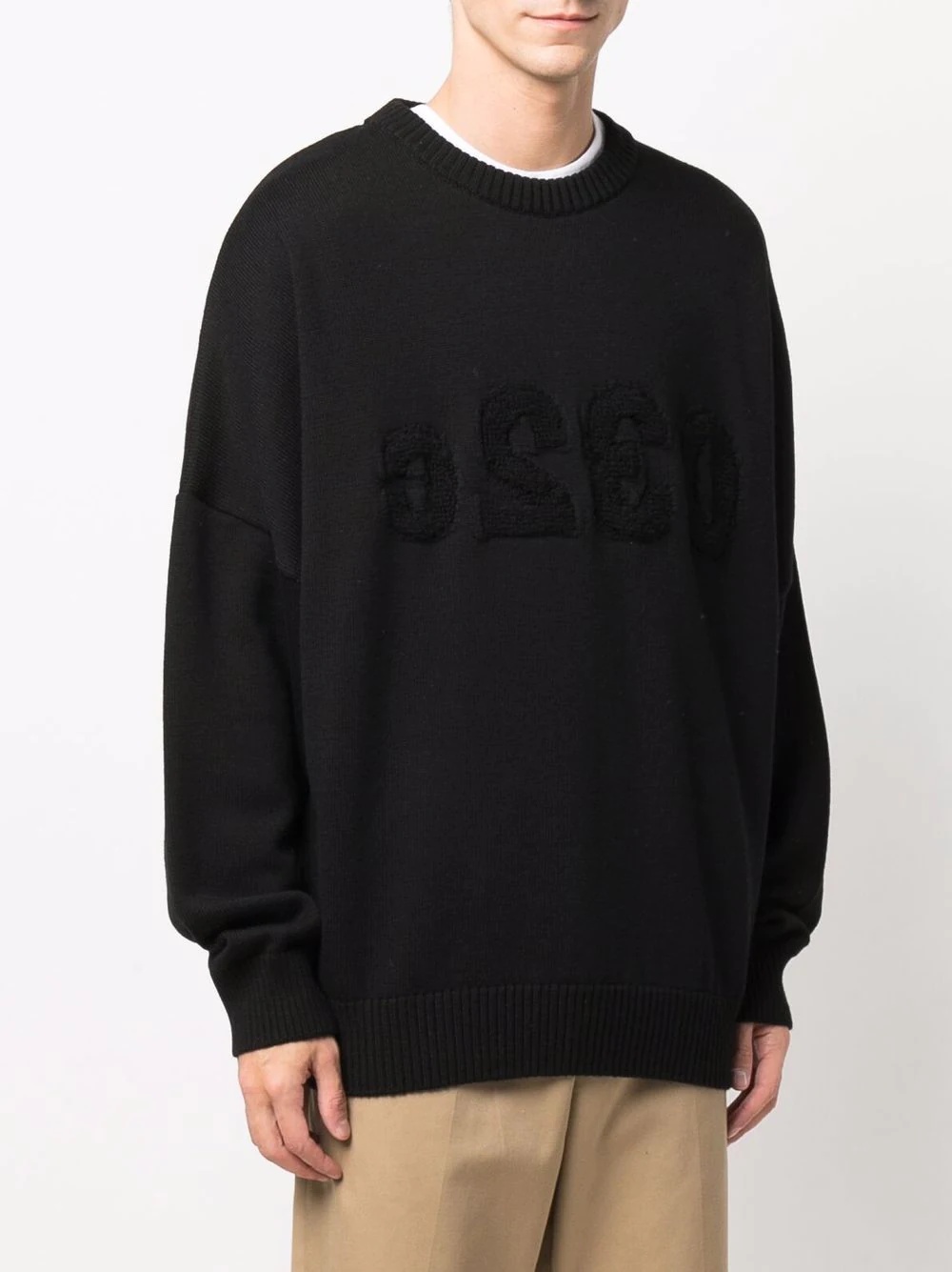 logo-embroidered knitted jumper - 3