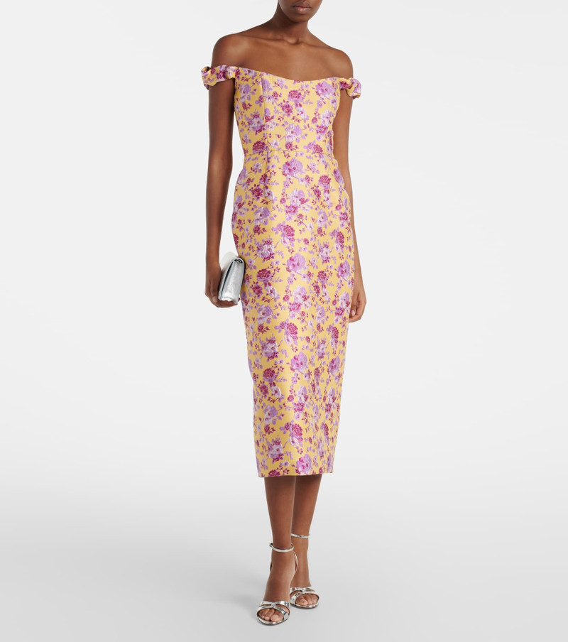 markarian Amara floral off-shoulder brocade midi dress outlook