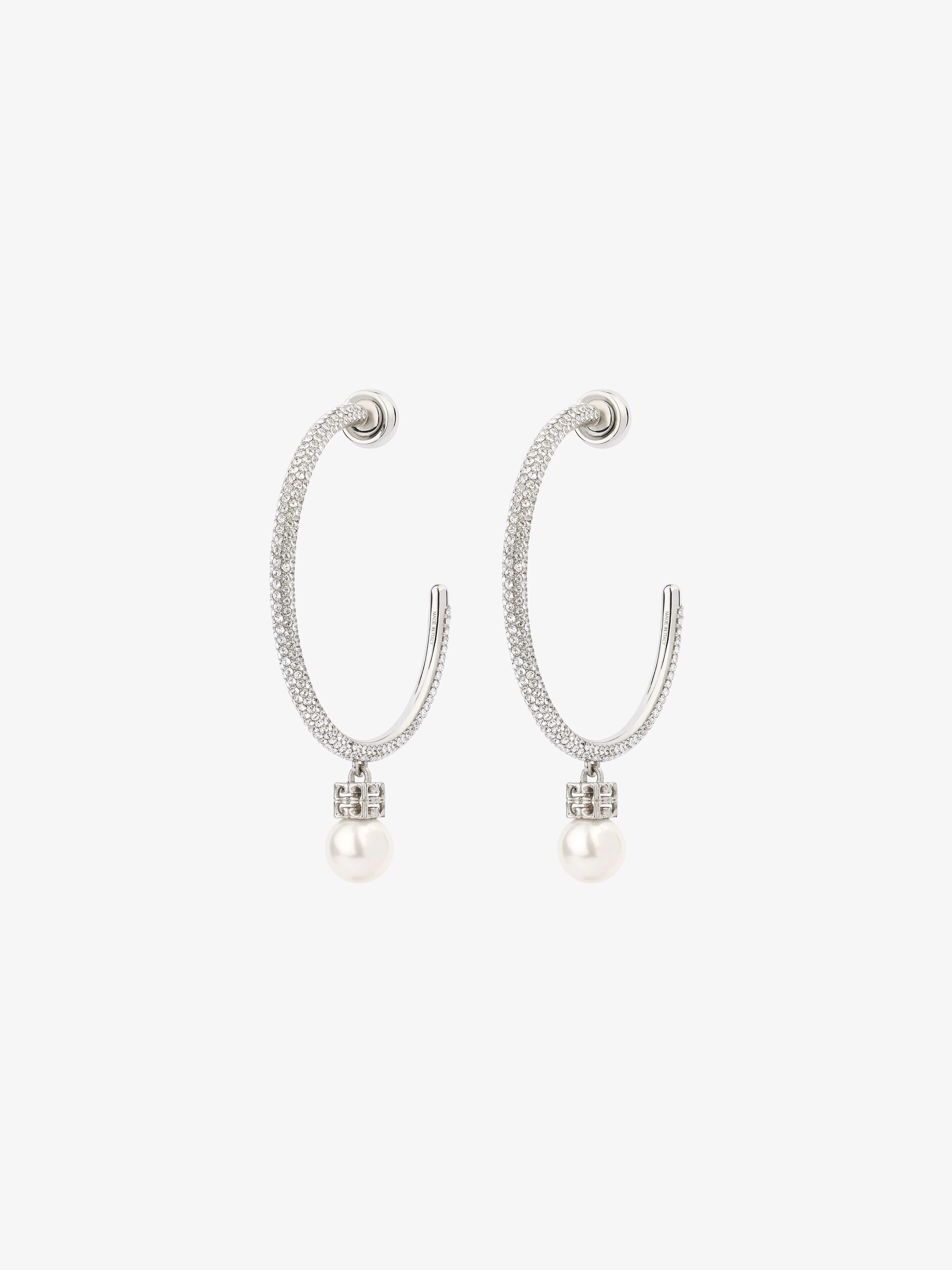 PEARL EARRINGS IN METAL WITH CRYSTALS - 3
