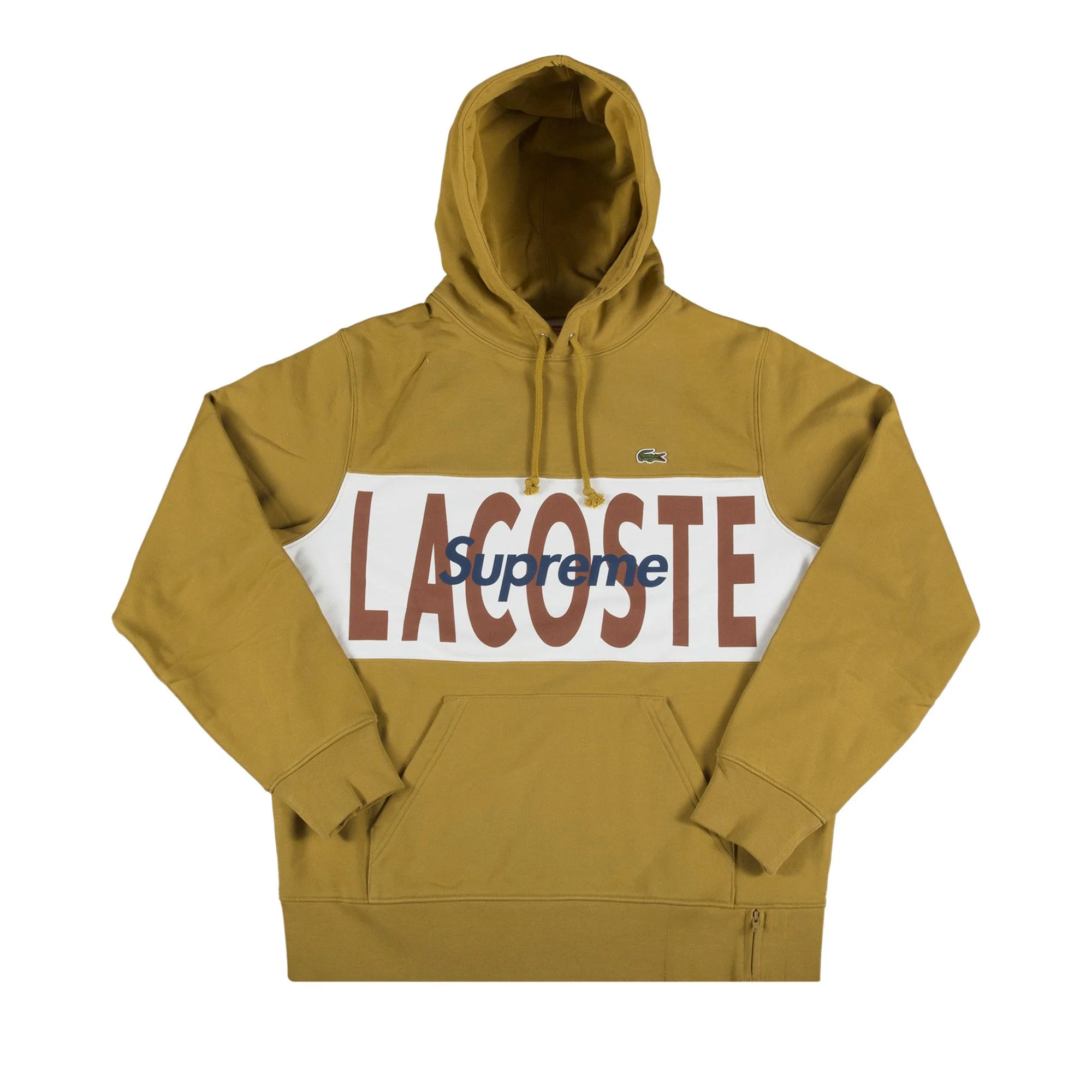 Supreme x Lacoste Logo Panel Hooded Sweatshirt 'Gold' - 1