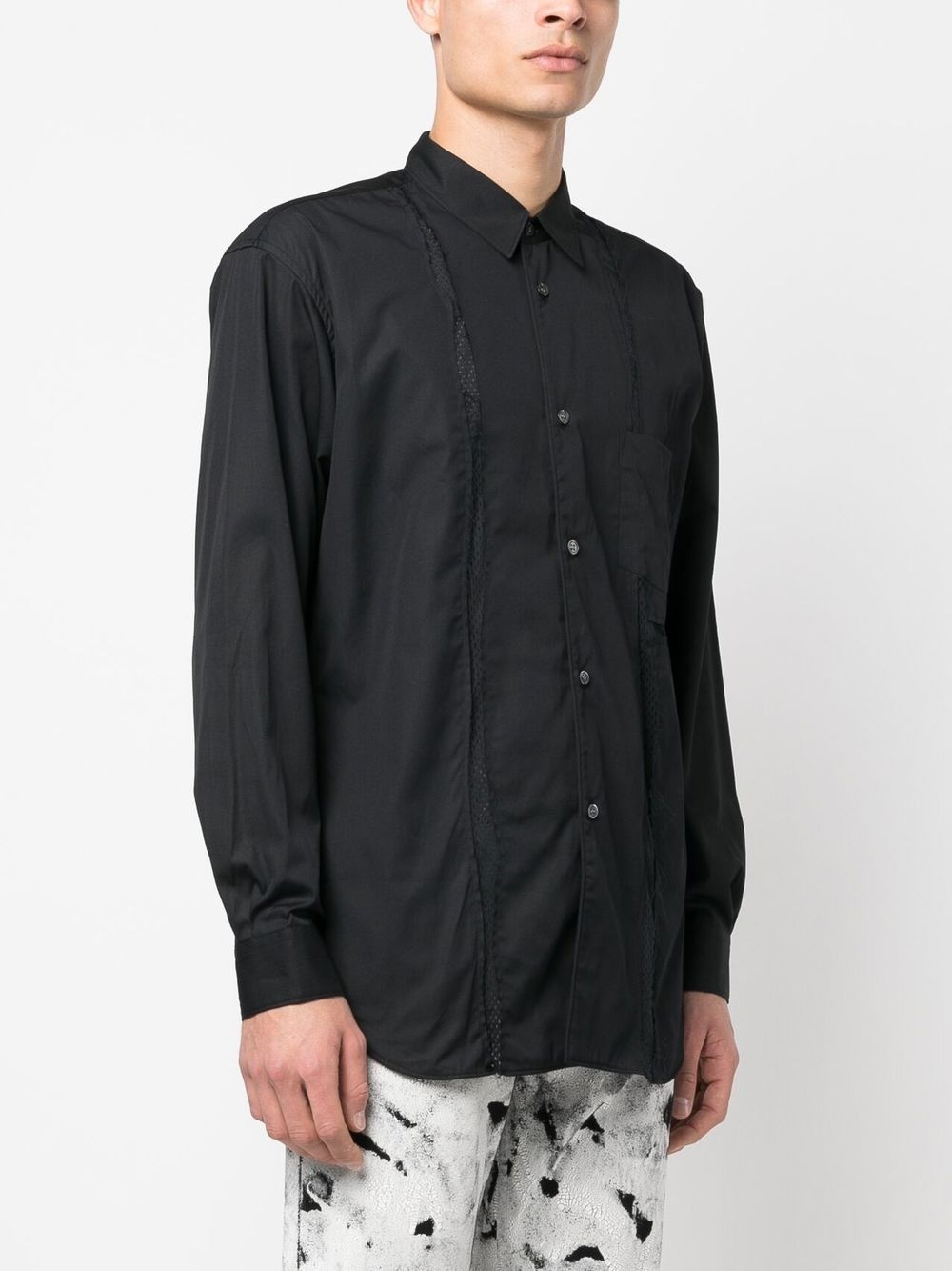 mesh-panelled long-sleeve shirt - 3