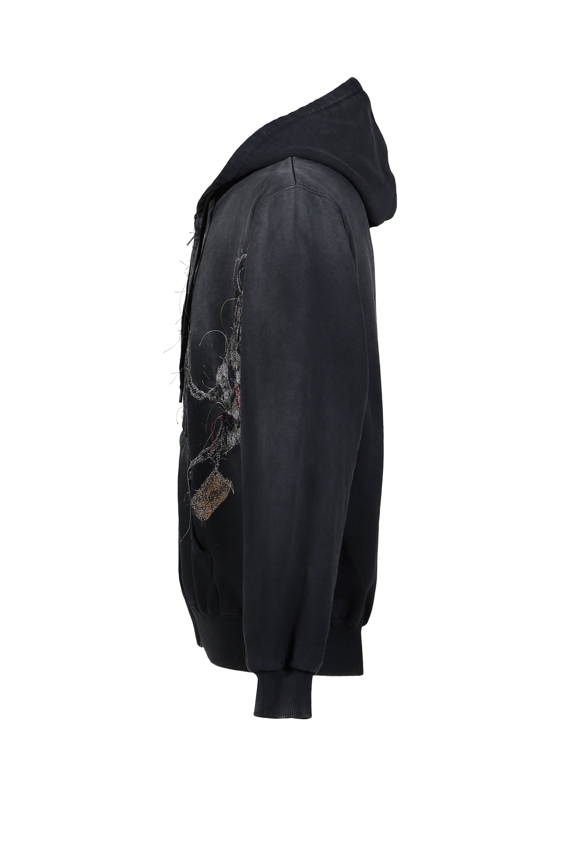EMBROIDERED CHAIN ZIP-UP HOODIE / GRY - 8