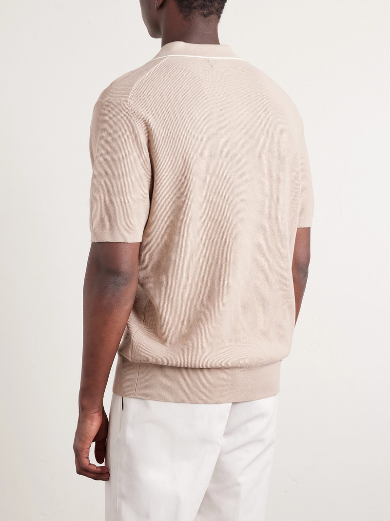 Open-Collar Cotton-Piqué Polo Shirt 4