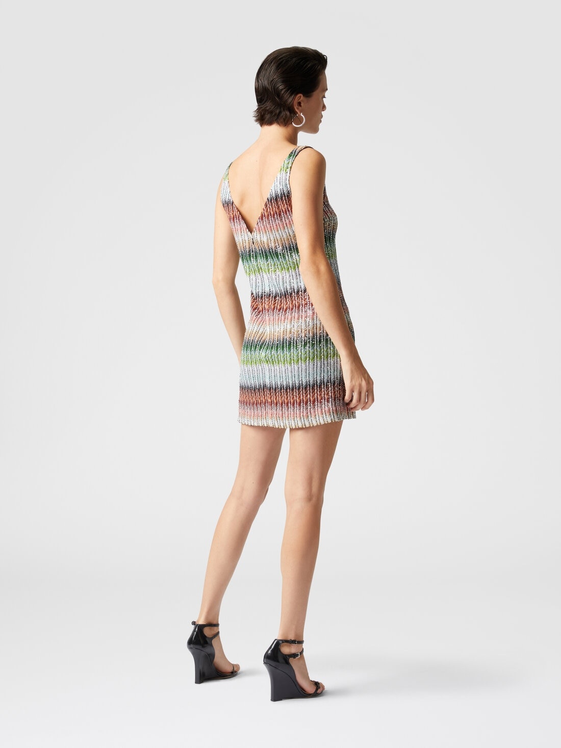 Short dress in gradient zig zag knit with sequins - 3